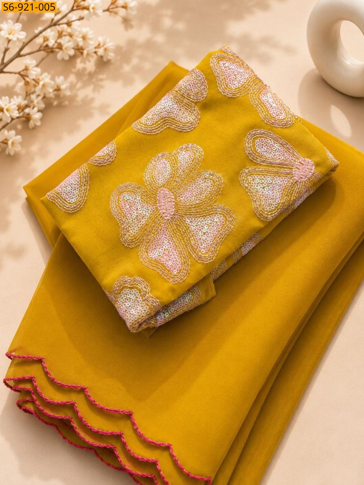 Yellow Fancy Soft Georgette Sarees