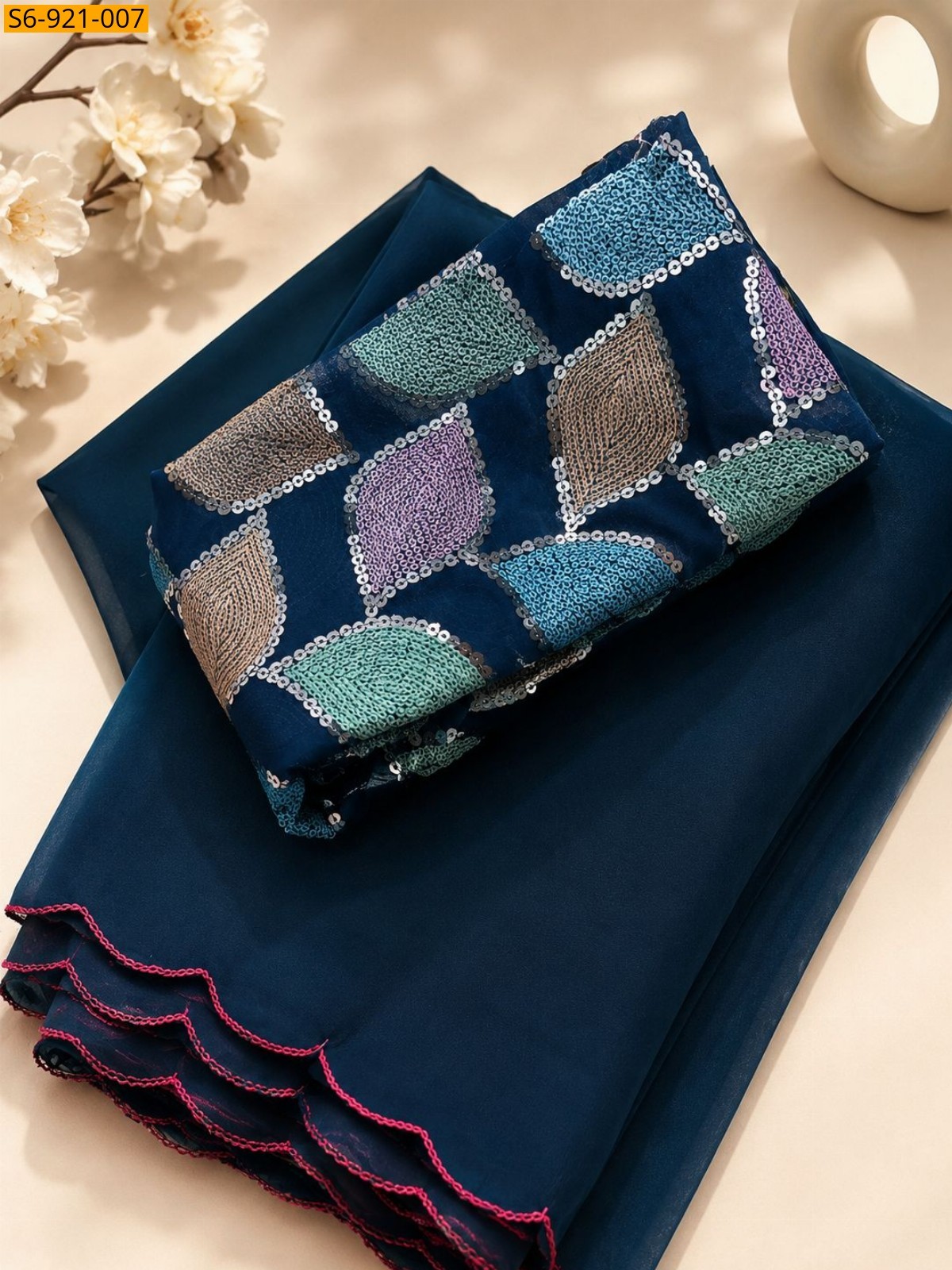 Navy Blue Fancy Soft Georgette Sarees