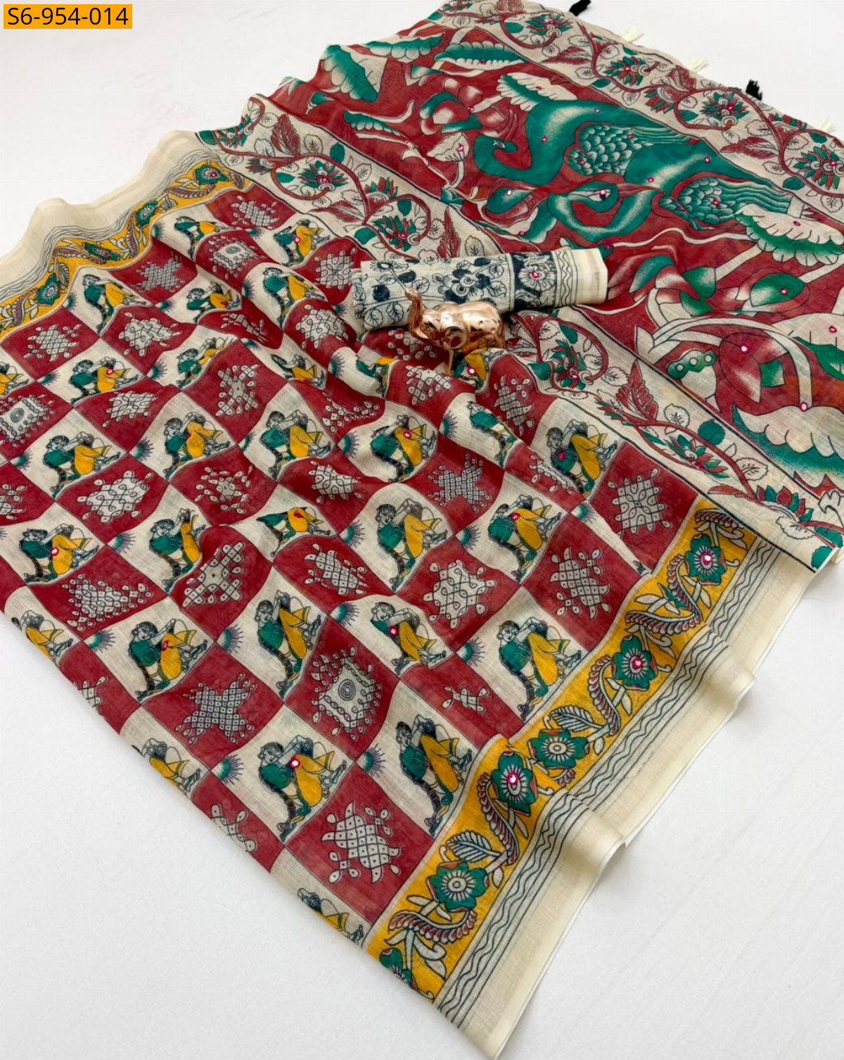 Multi Color Fancy Linen Printed Saree