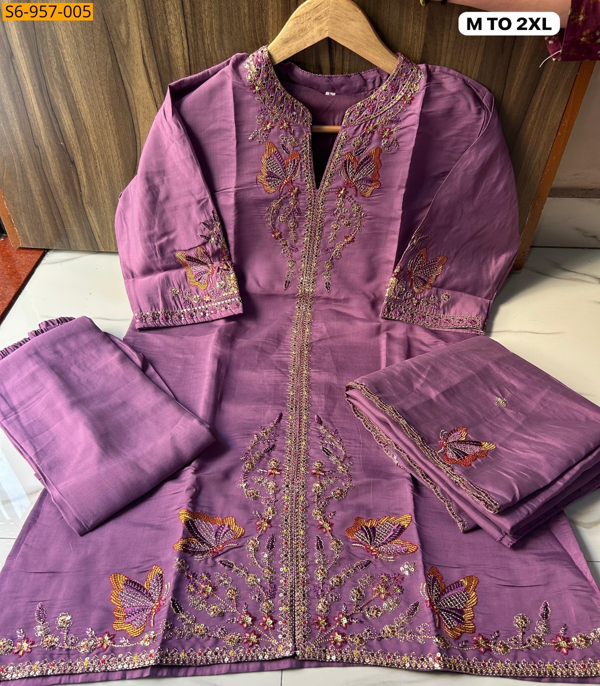 Pink Fancy Roman Silk Kurti plazo dupatta set