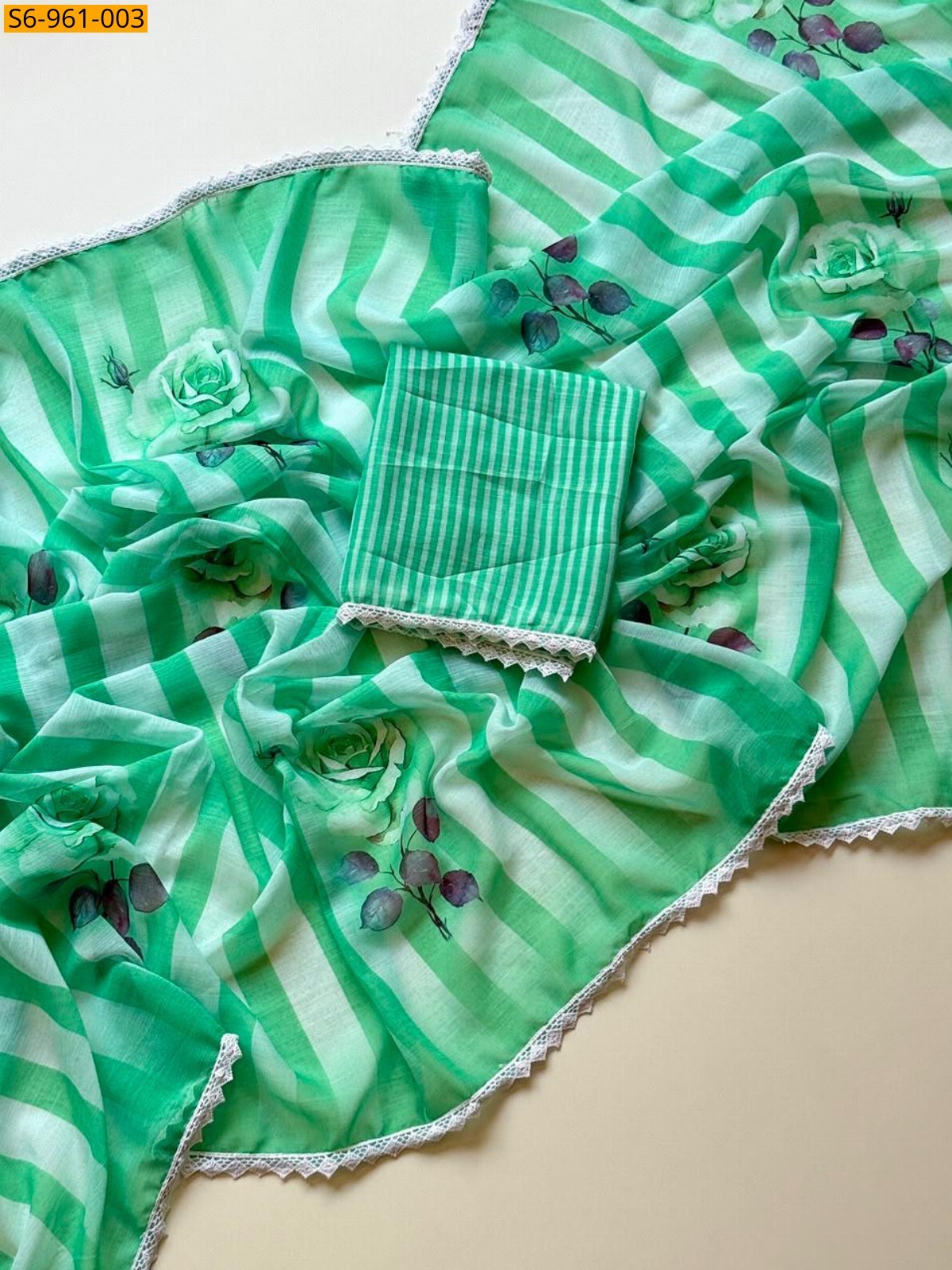 Green Fancy Alpino Chiffon Saree