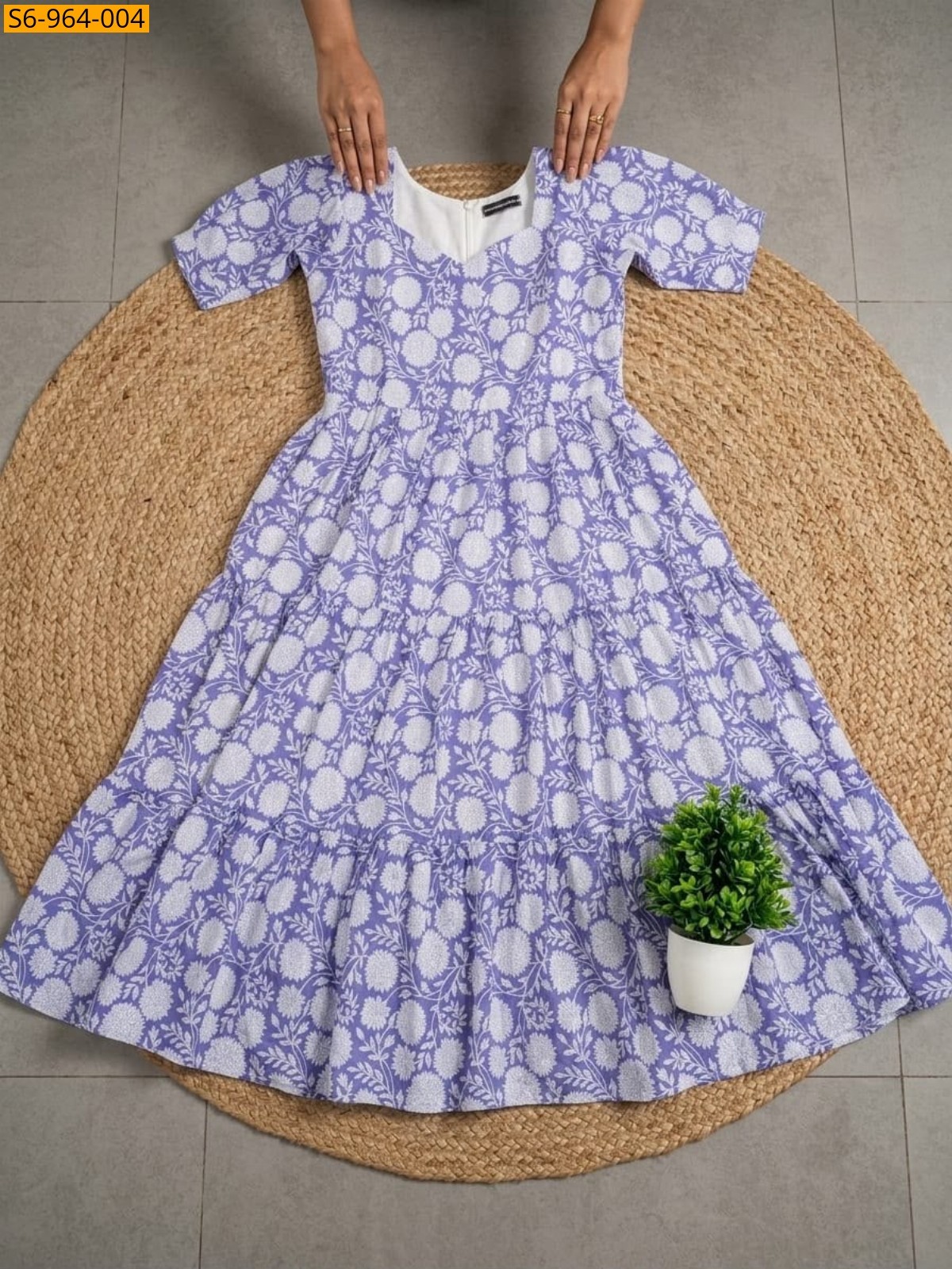 Violet Fancy Soft mix Cotton Maxi