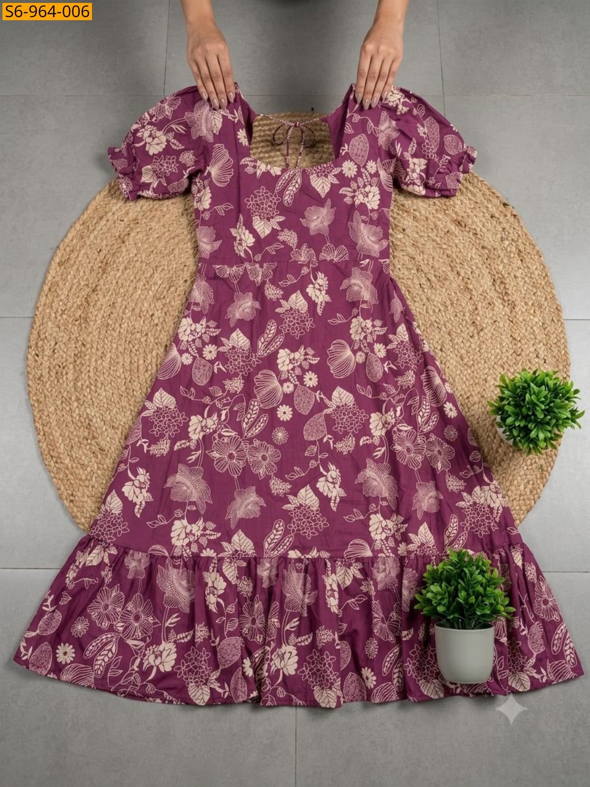 Onion Pink Fancy Soft mix Cotton Maxi