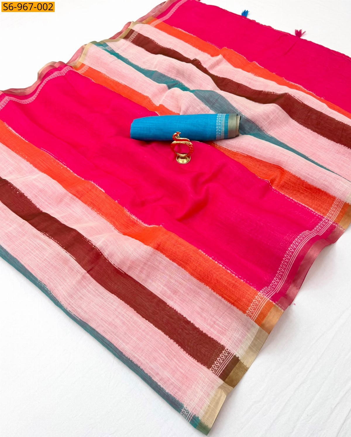 Pink Fancy Linen Cotton Saree