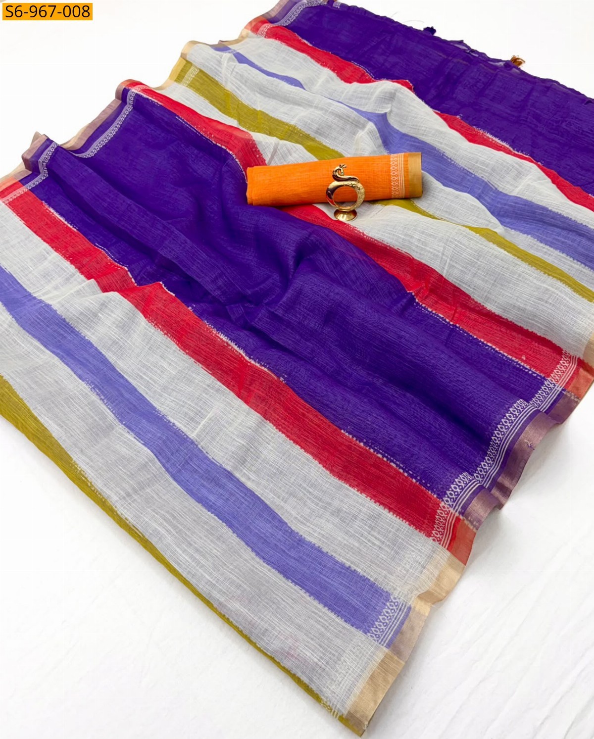 Violet Fancy Linen Cotton Saree
