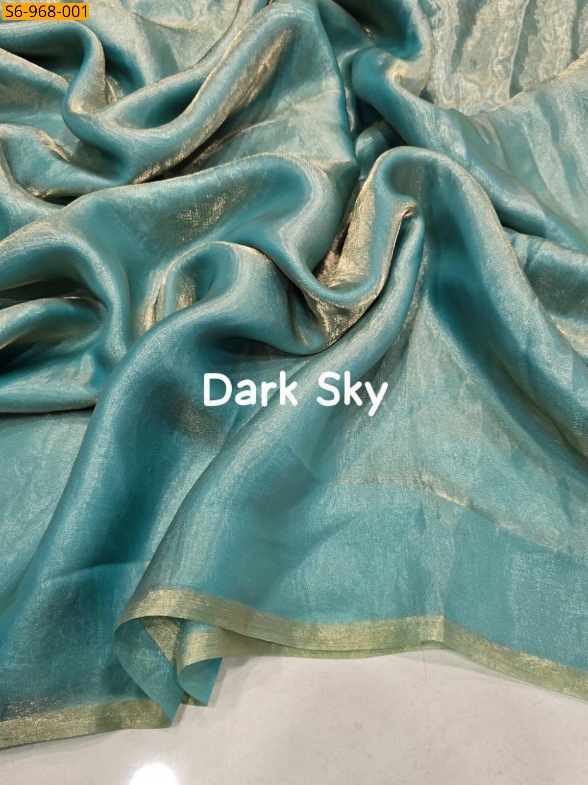 Dark Sky Fancy Space Satin Saree