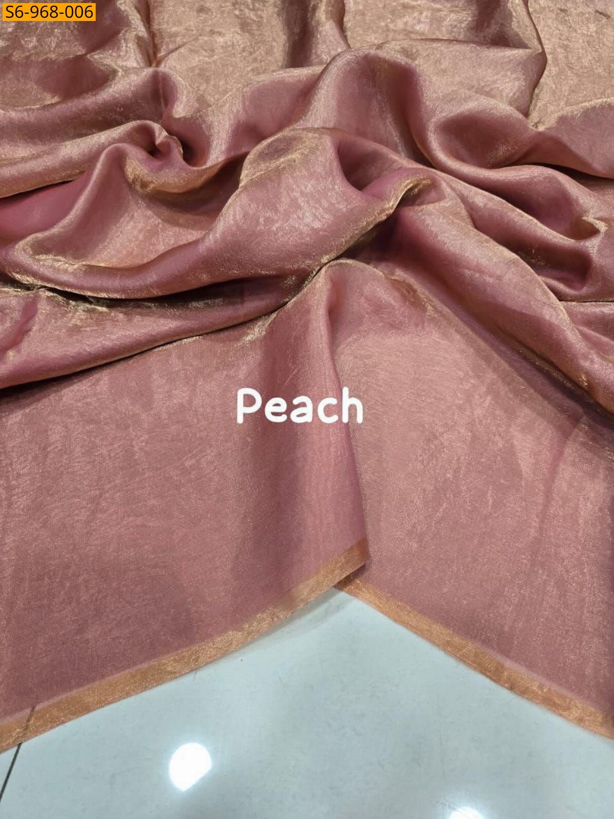 Peach Fancy Space Satin Saree