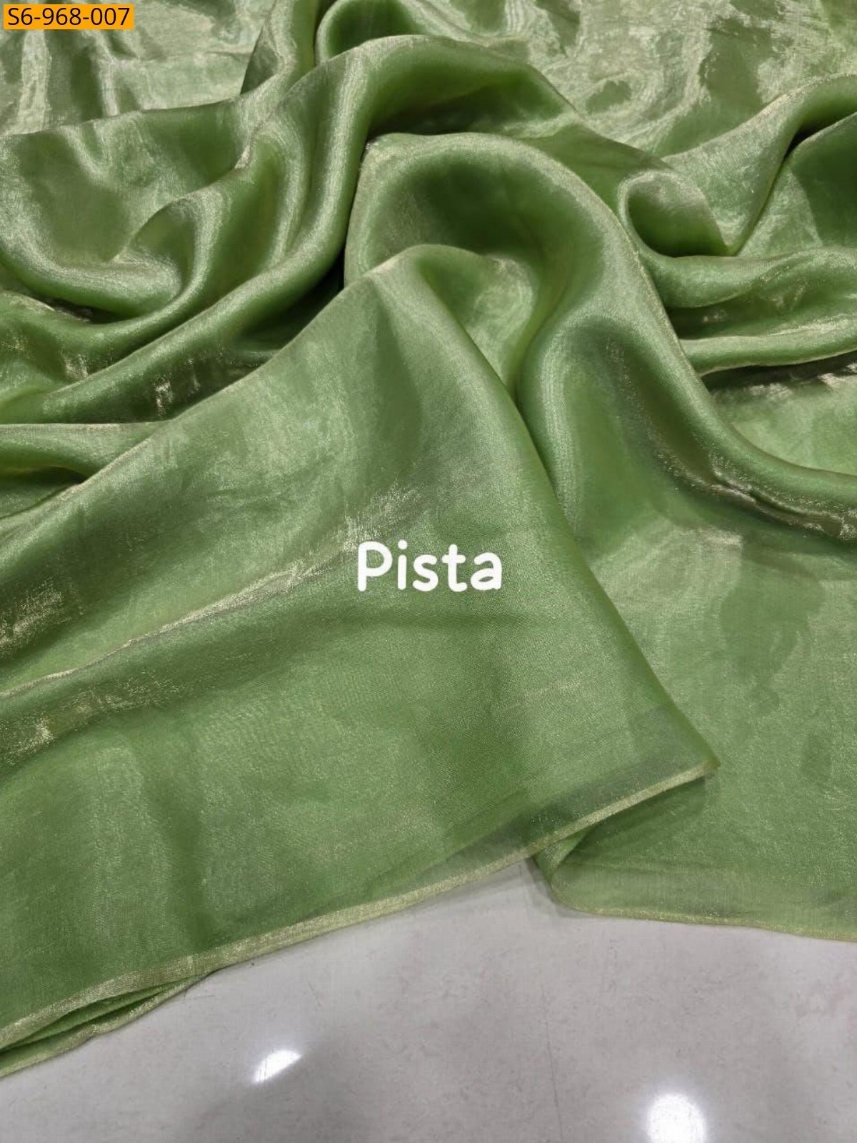 Pista Fancy Space Satin Saree