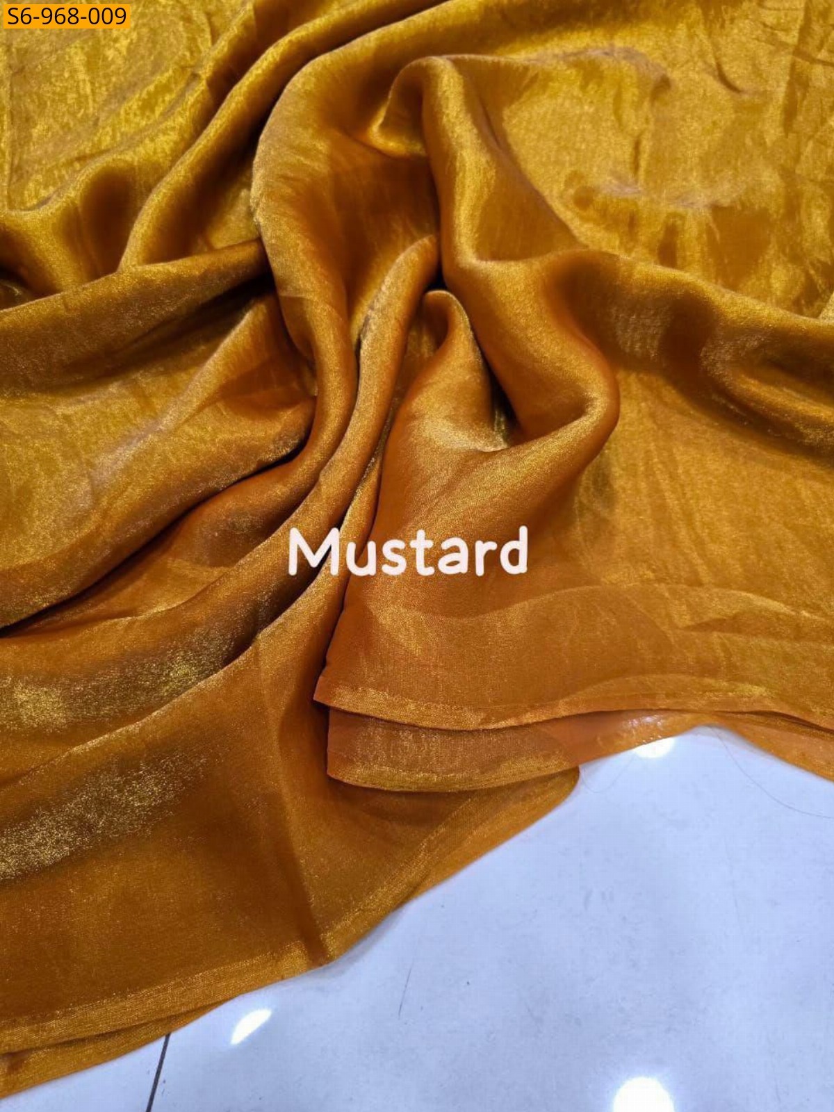 Mustard Fancy Space Satin Saree