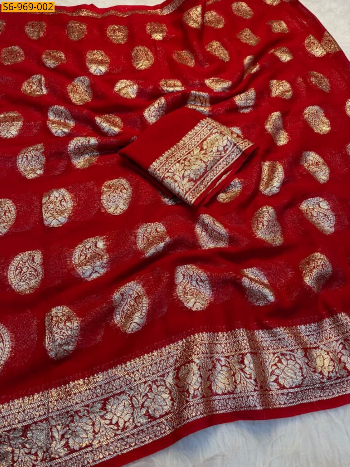 Orange Fancy Viscose Georgette Saree