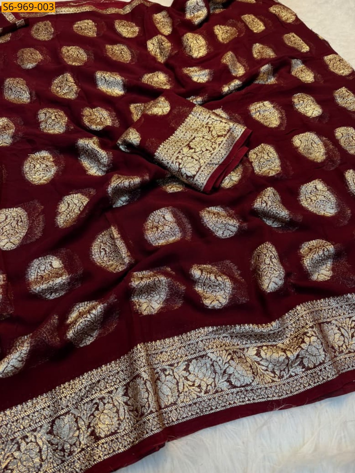 Maroon Fancy Viscose Georgette Saree