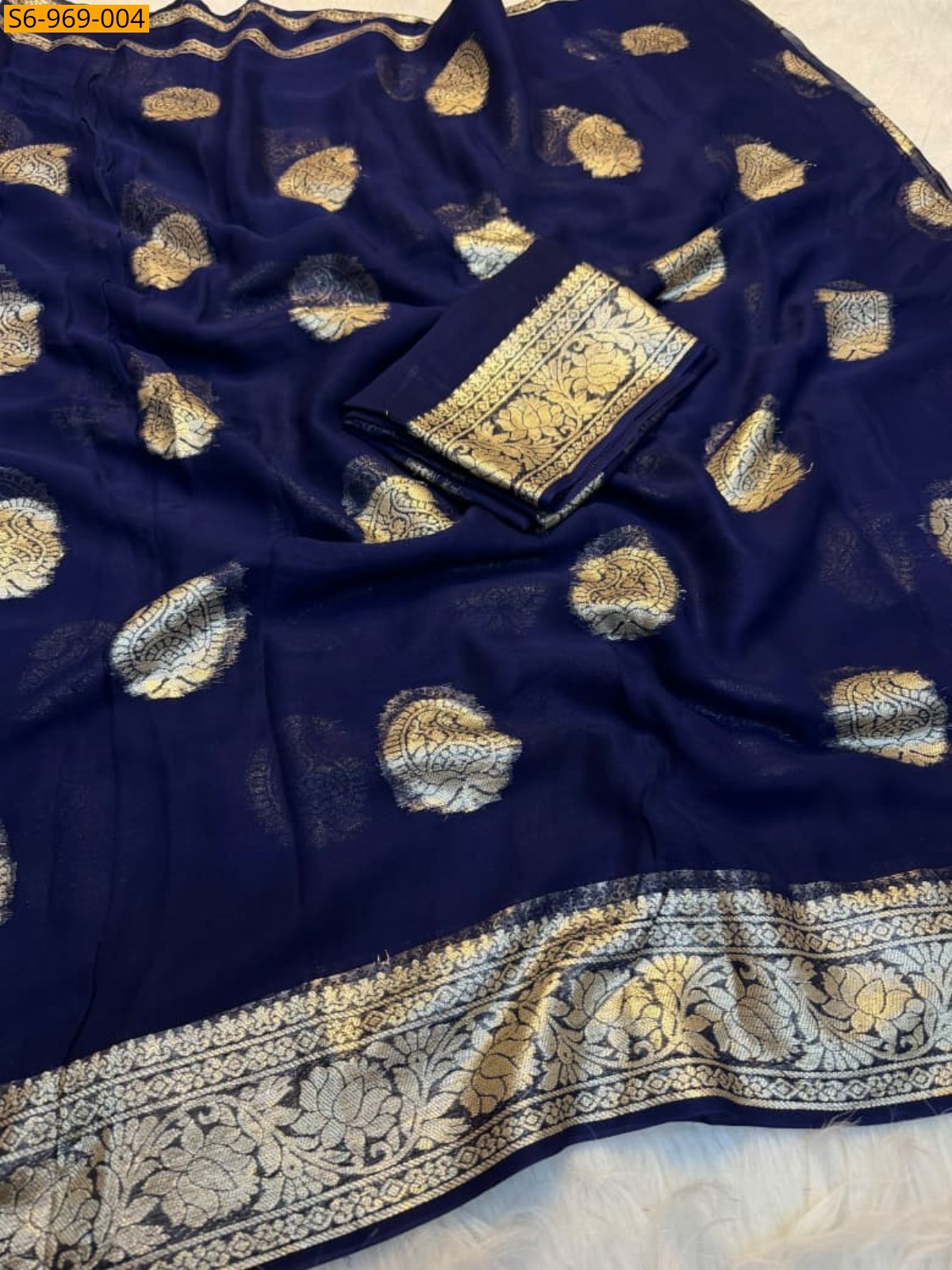 Navy Blue Fancy Viscose Georgette Saree