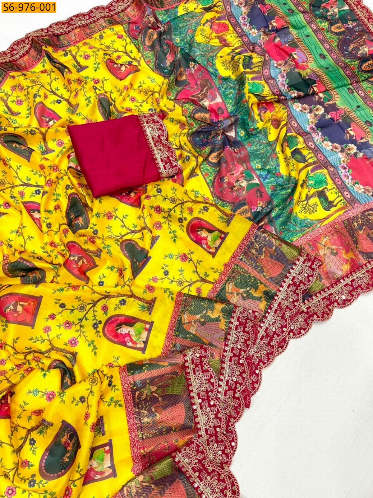 Yellow Fancy Dola Banarasi Saree