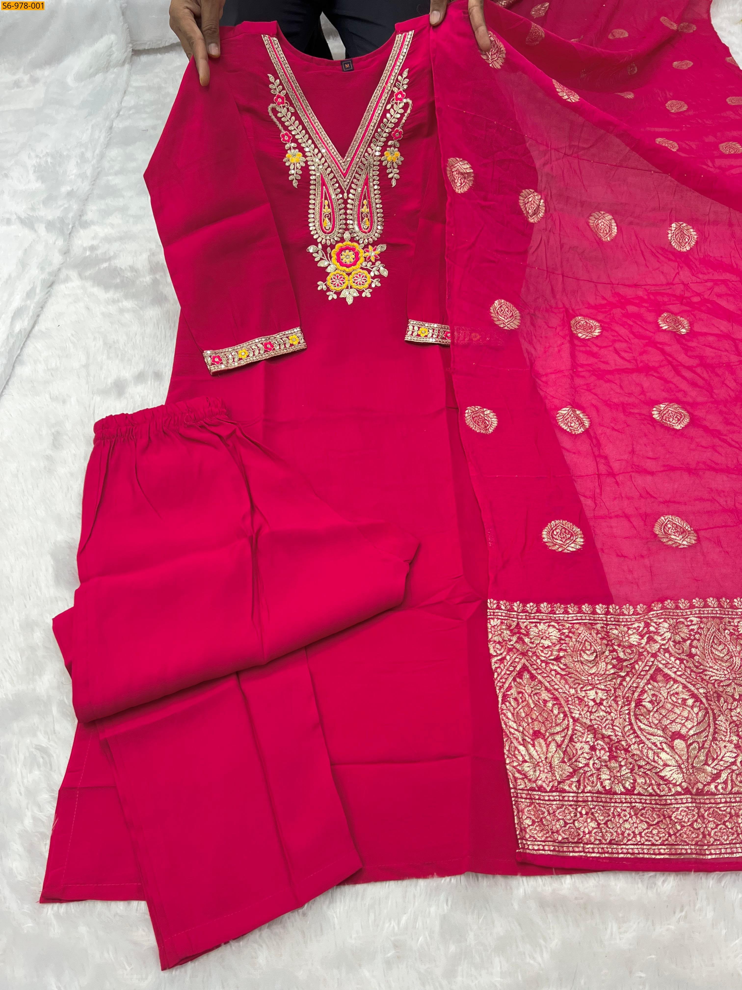 Pink Fancy Roman Silk 3 Piece Set