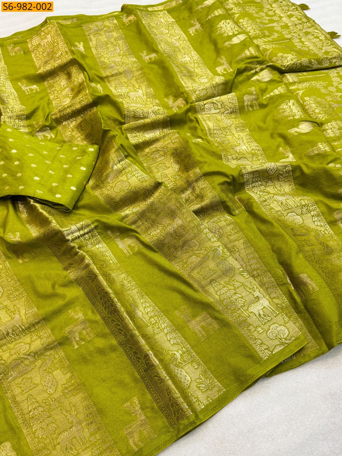 Green Fancy Moonga Viscose Soft Silk Saree