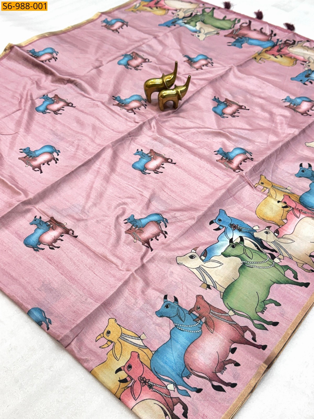 Pink Fancy Soft Tussar Silk Saree