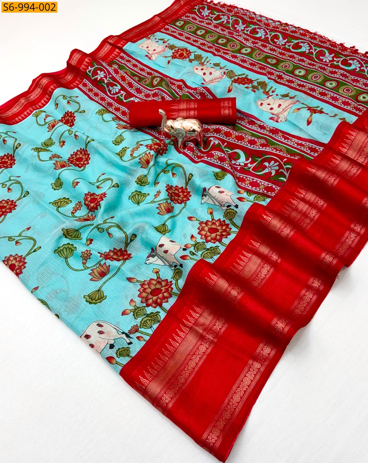 Sky Blue Fancy Kota Doriya Saree