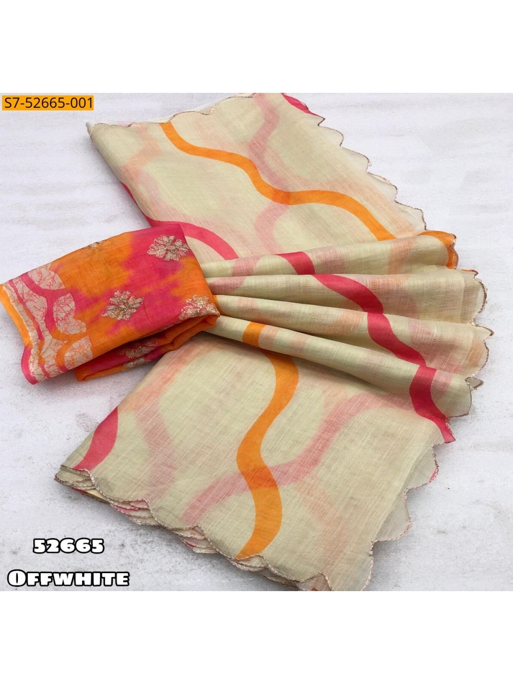 Half White Soft lenin Saree Half White Soft lenin Saree