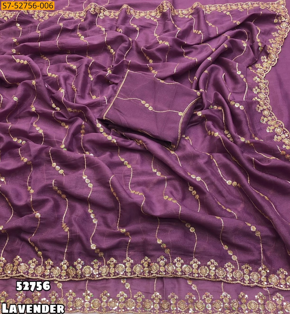 Lavender Fancy Star Georgette Saree