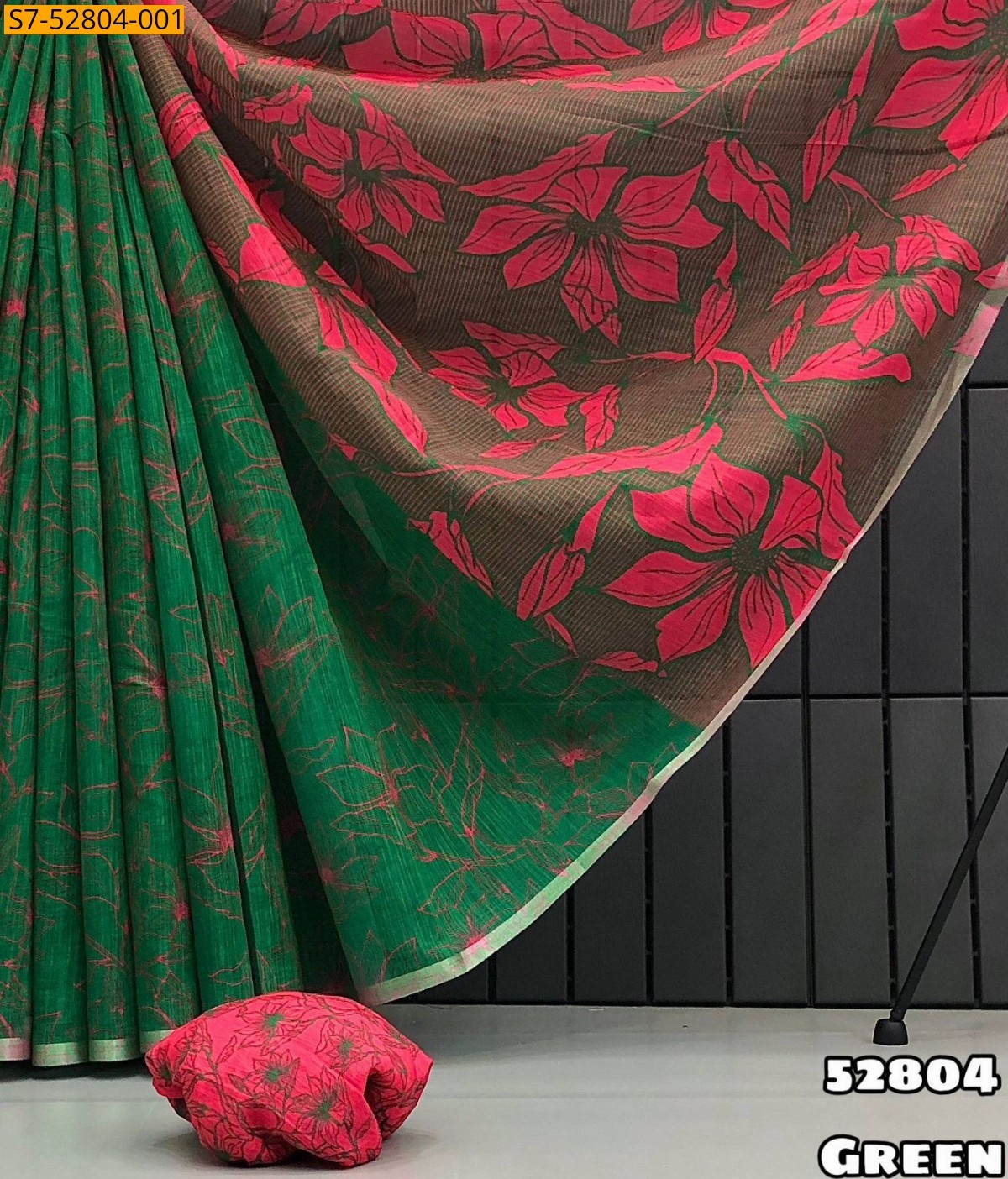 Green Fancy Soft lenin Saree