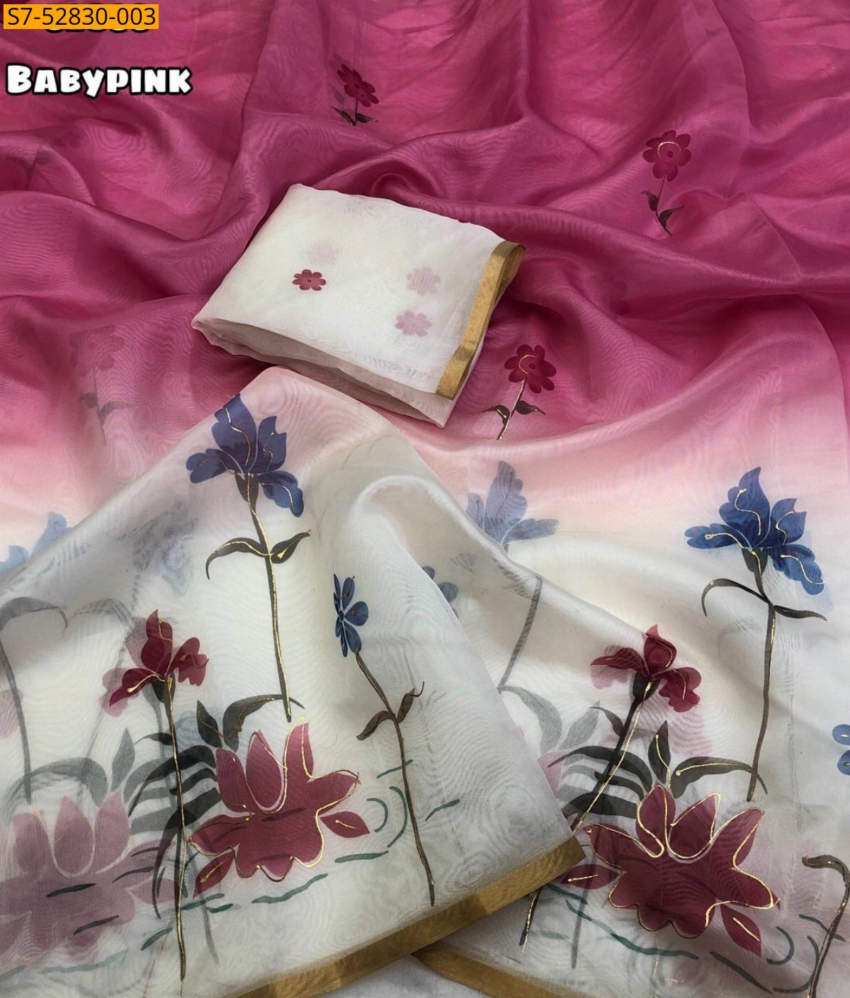 Baby Pink Fancy Organza Sarees