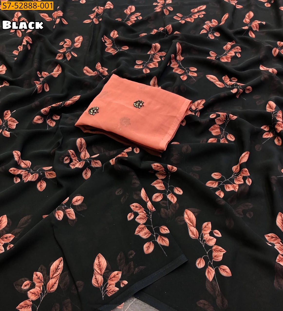 Black Fancy  Soft Chiffon Printed Saree