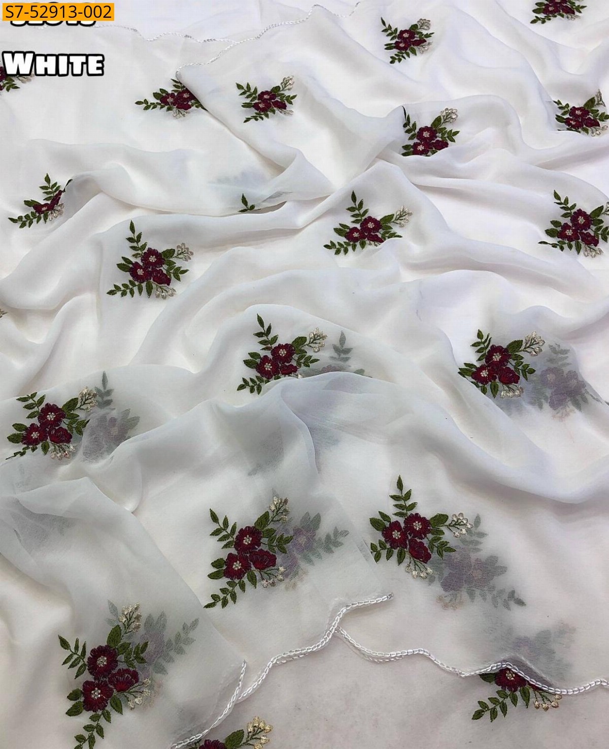White Fancy Georgette Saree