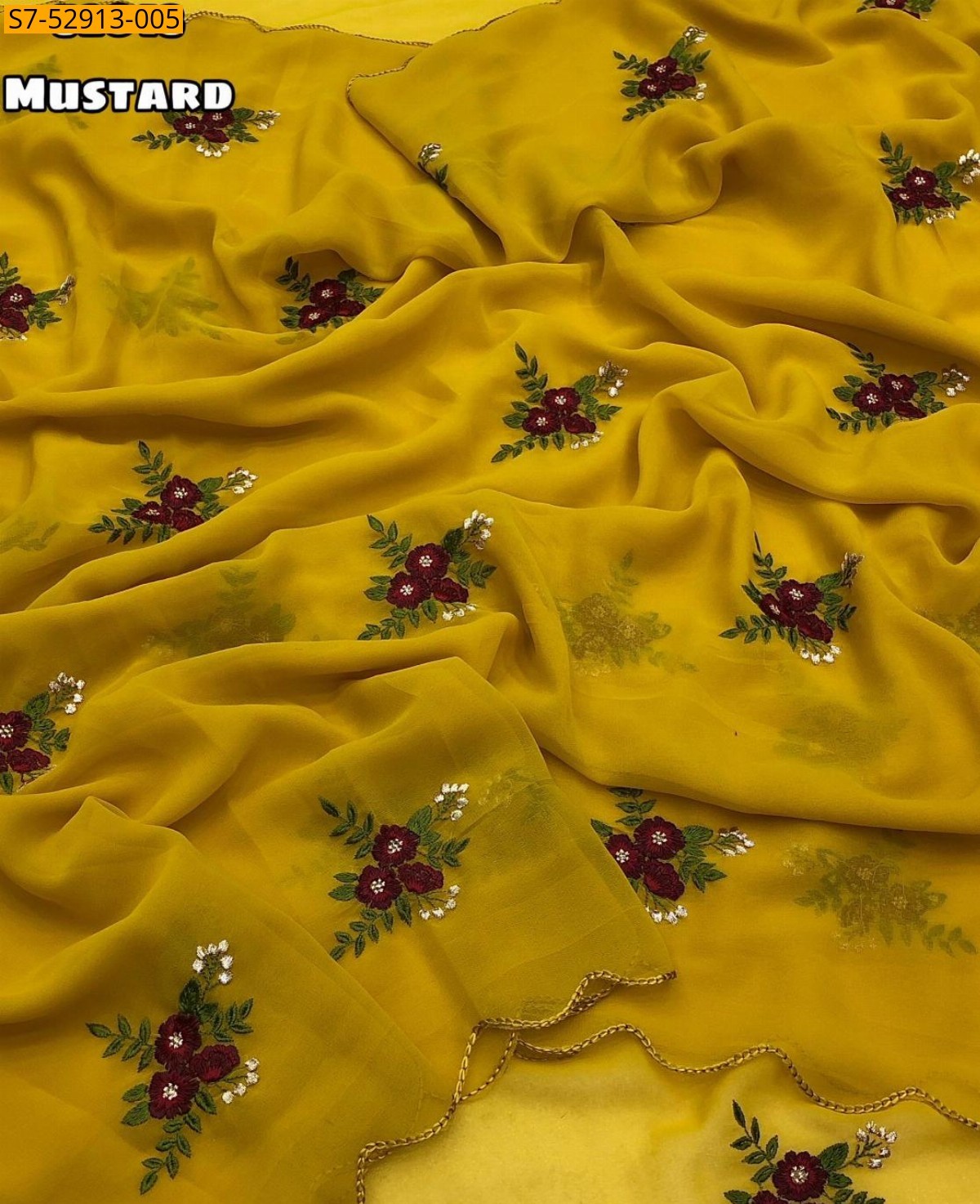 Mustard Fancy Georgette Saree