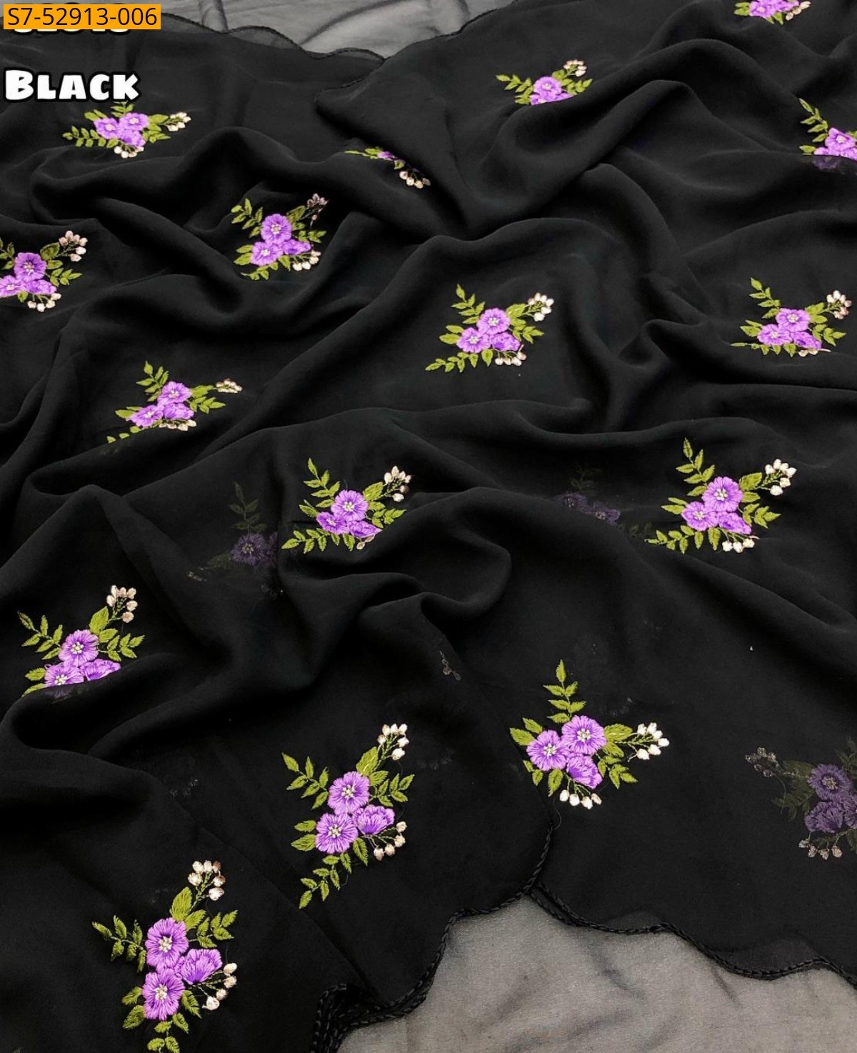 Black Fancy Georgette Saree