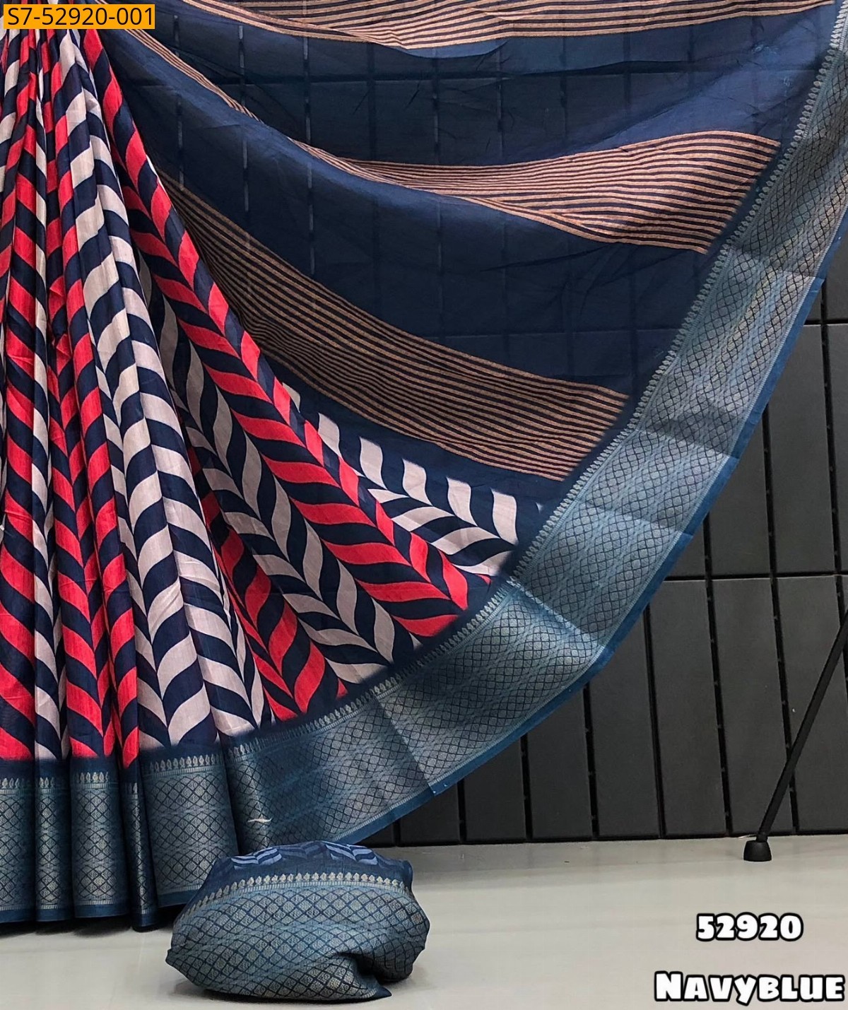 Navy Blue Fancy Dola Silk Saree