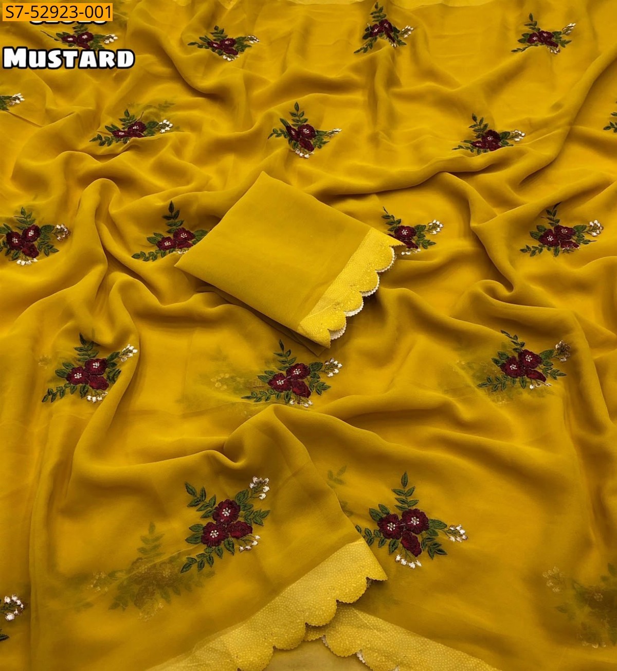 Mustard Fancy Georgette Saree
