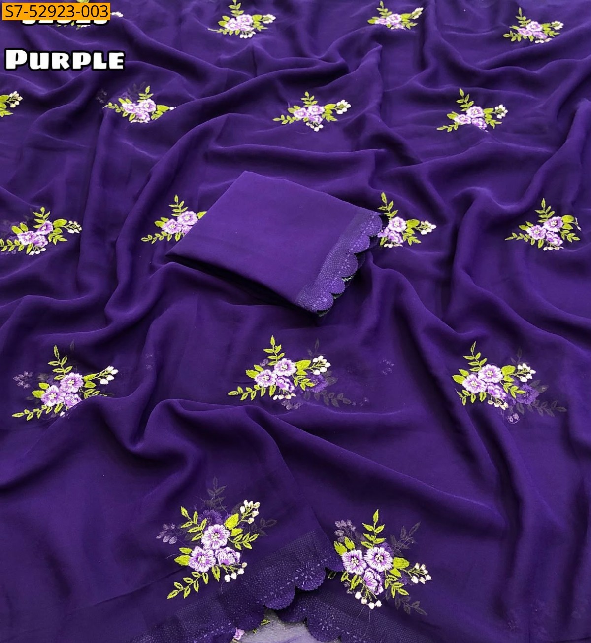 Purple Fancy Georgette Saree