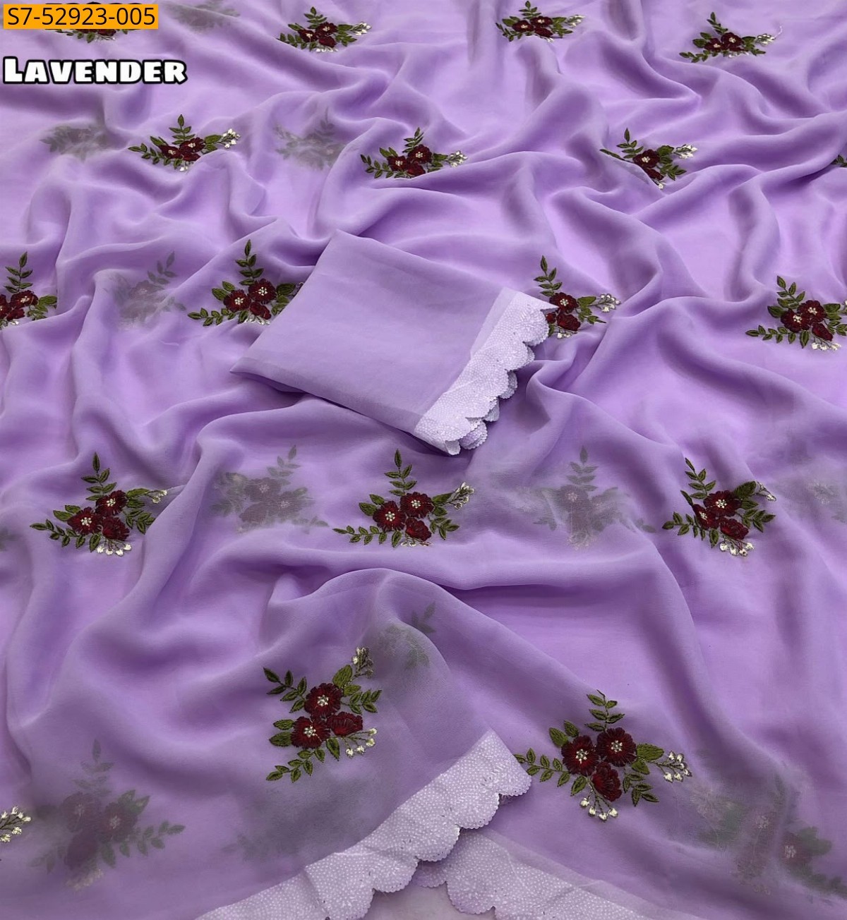Lavender Fancy Georgette Saree