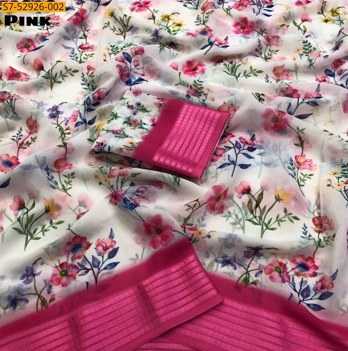 Pink Fancy  Chiffon  Saree
