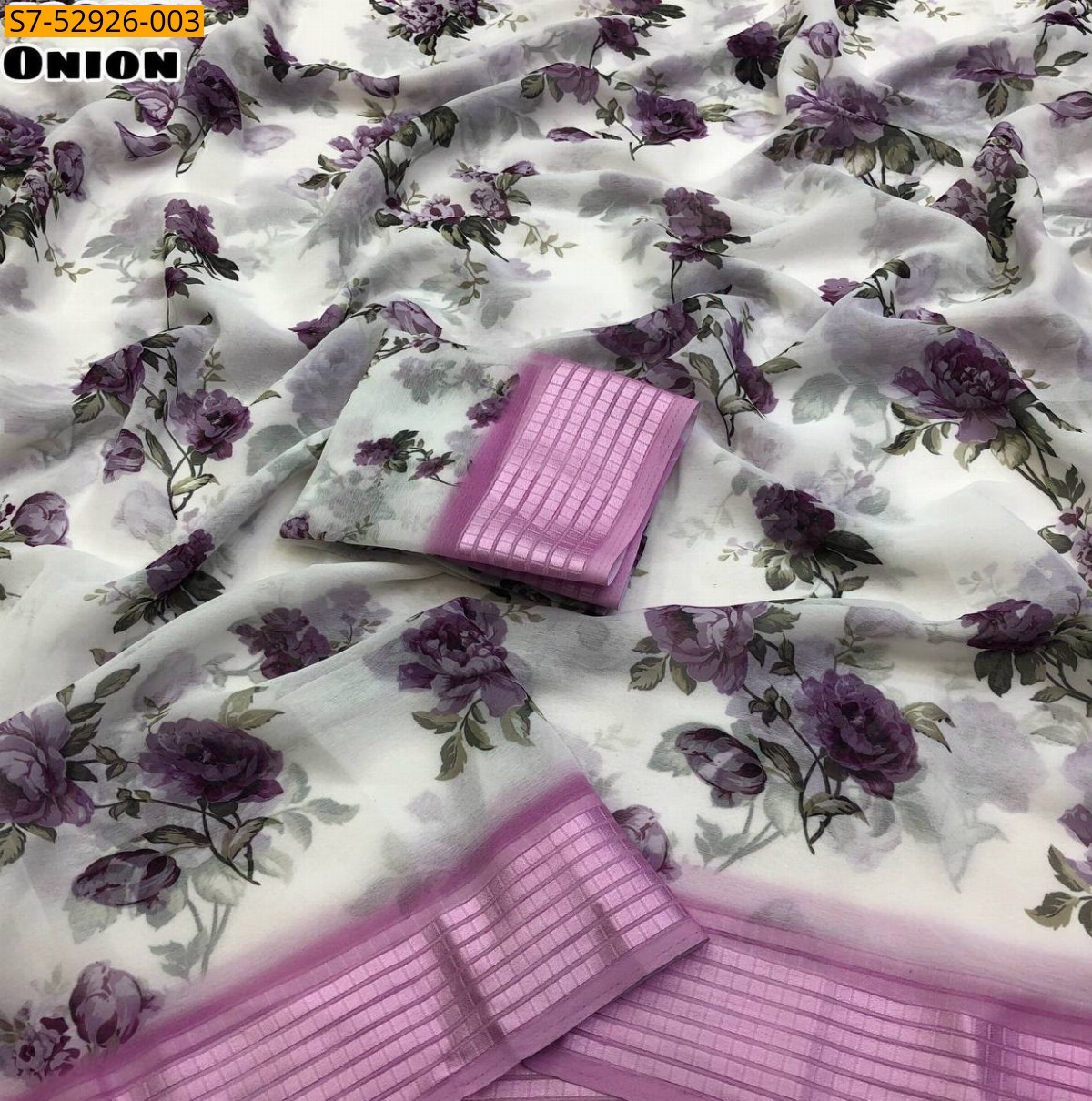 Onion Fancy  Chiffon  Saree