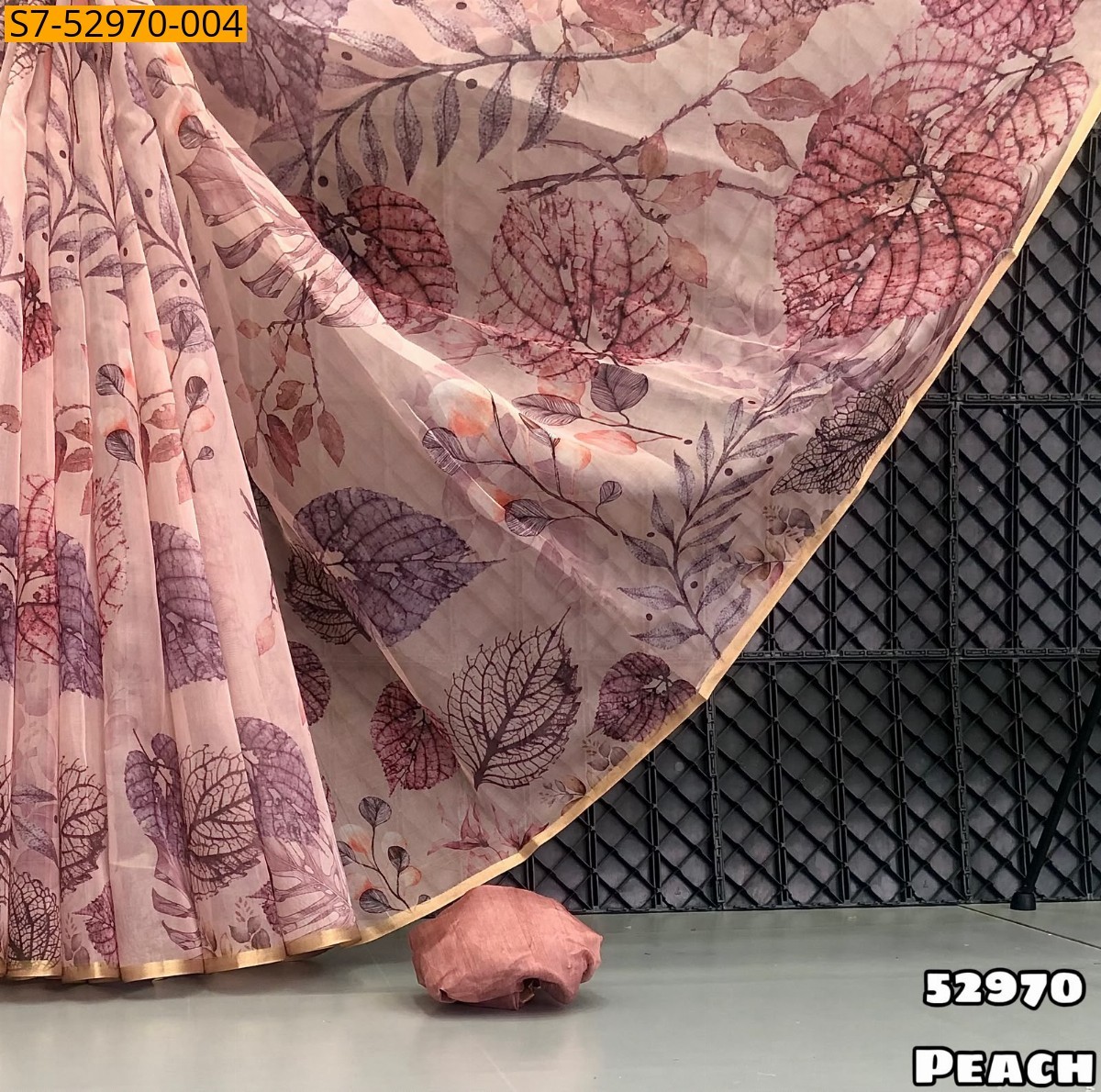 Peach Fancy Organza Saree