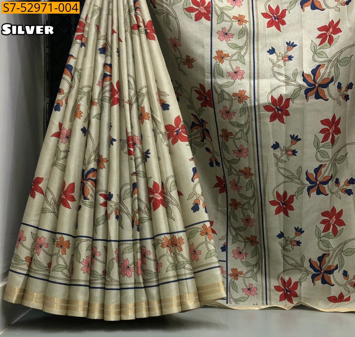 Silver Fancy Tussar Silk Saree