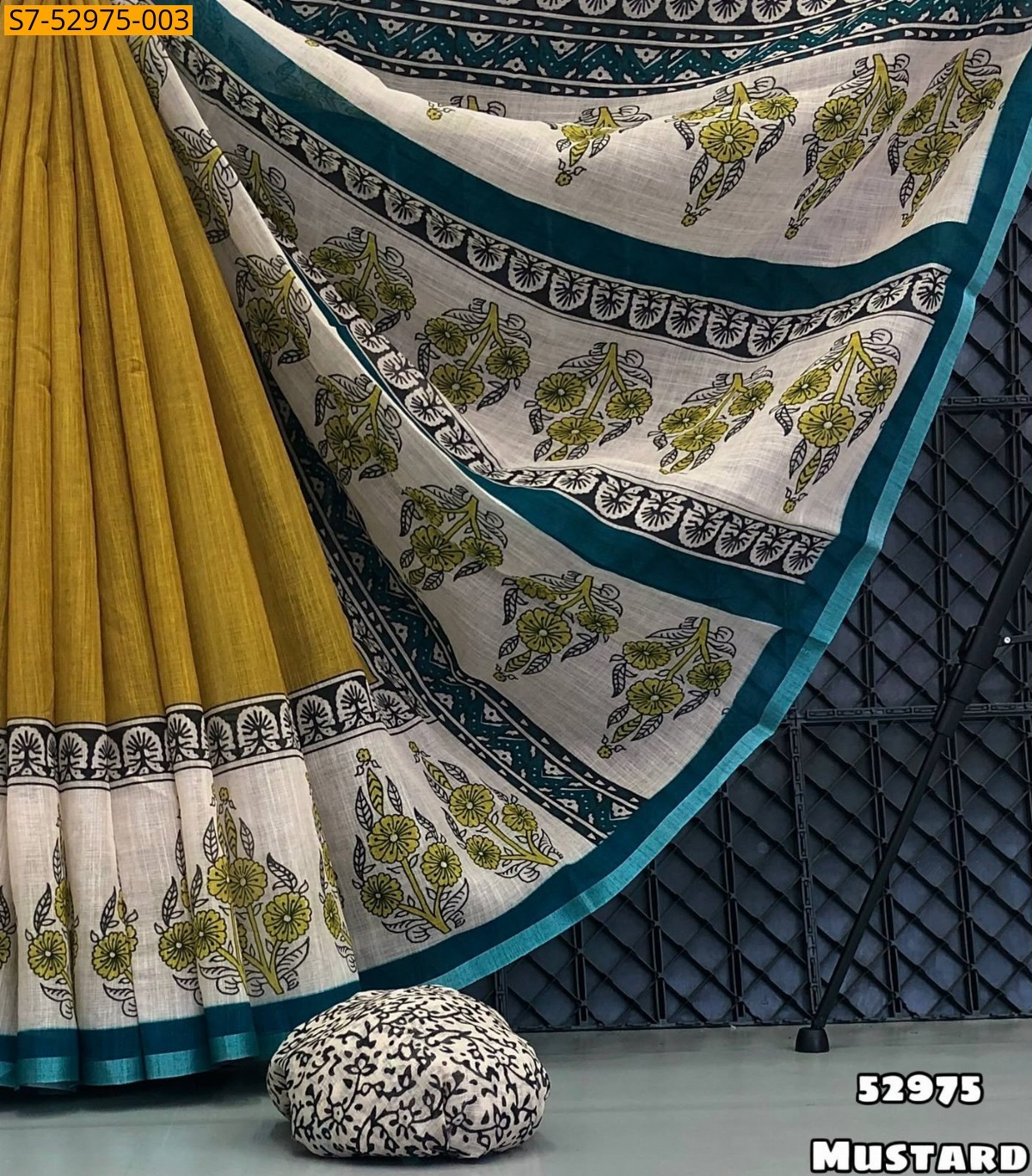 Mustard Fancy  Soft Lenin Sarees