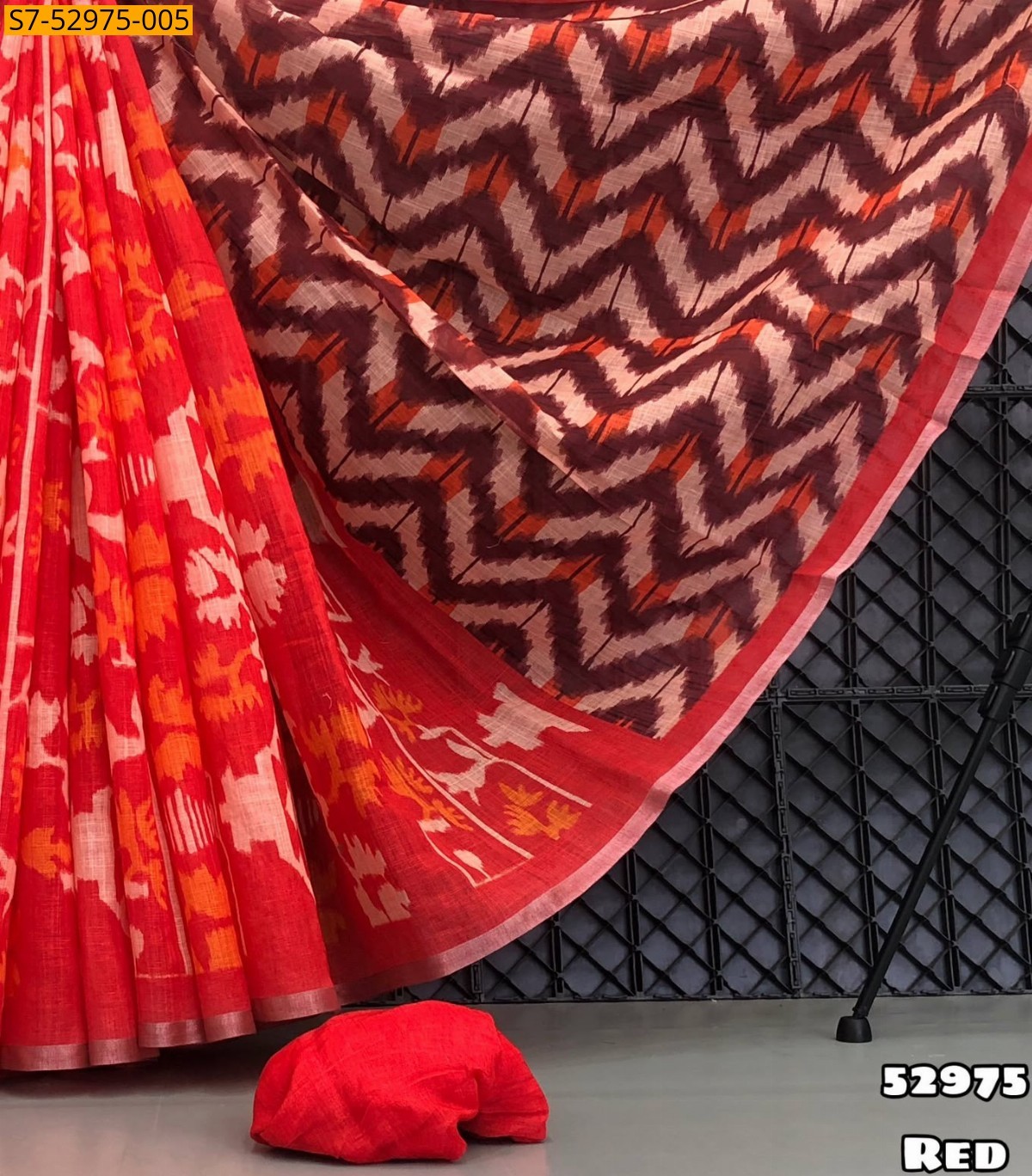 Red Fancy  Soft Lenin Sarees