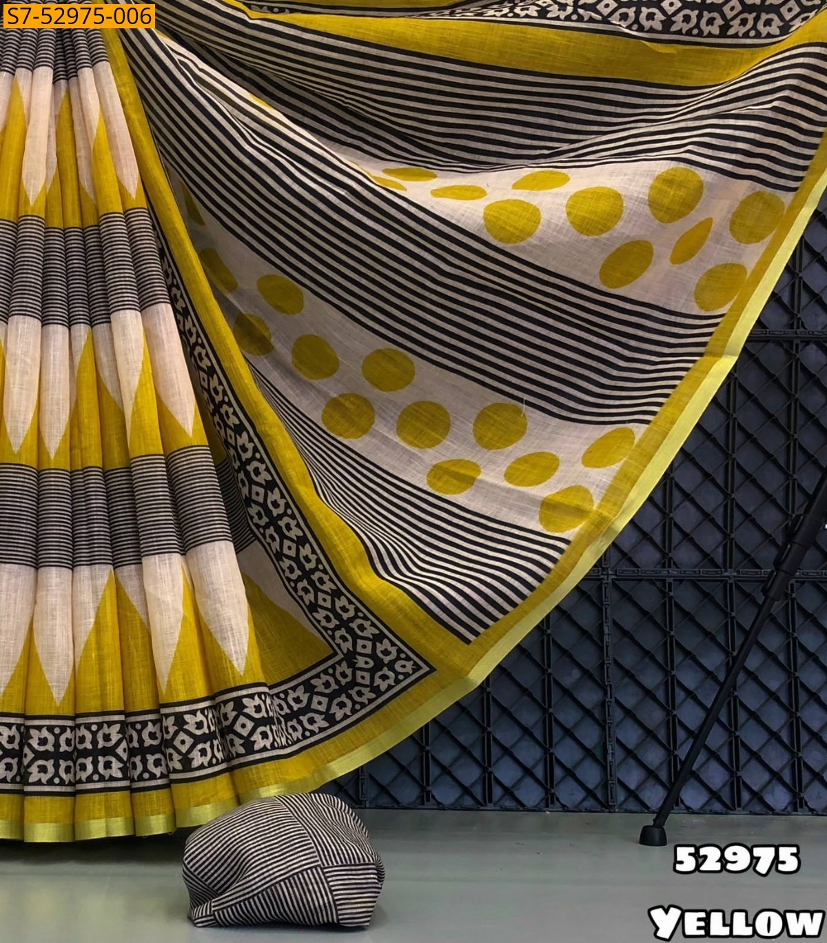 Yellow Fancy  Soft Lenin Sarees