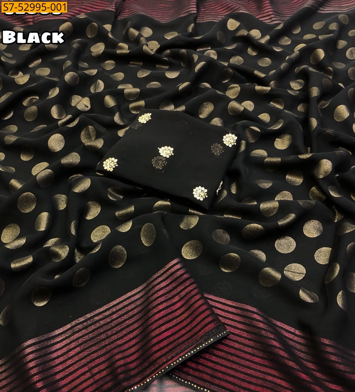 Black Fancy Faux Georgette Sarees