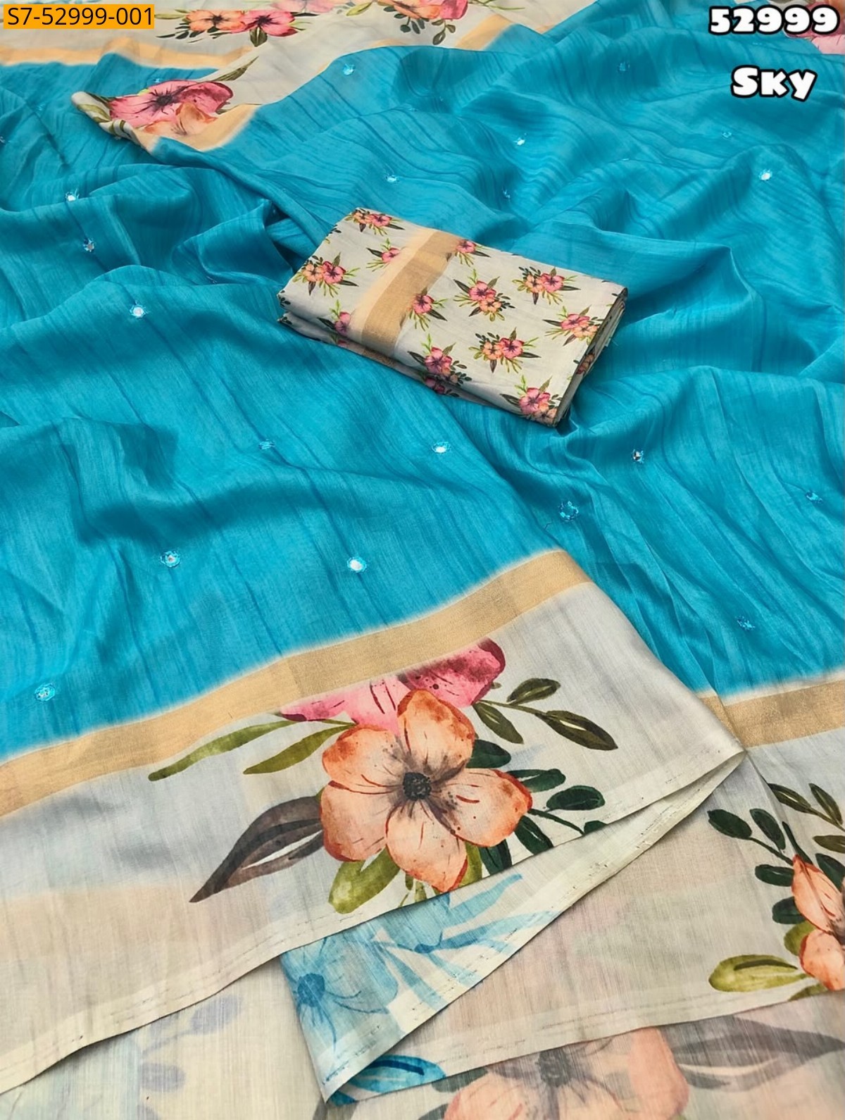 Sky Fancy Tussar Silk Saree