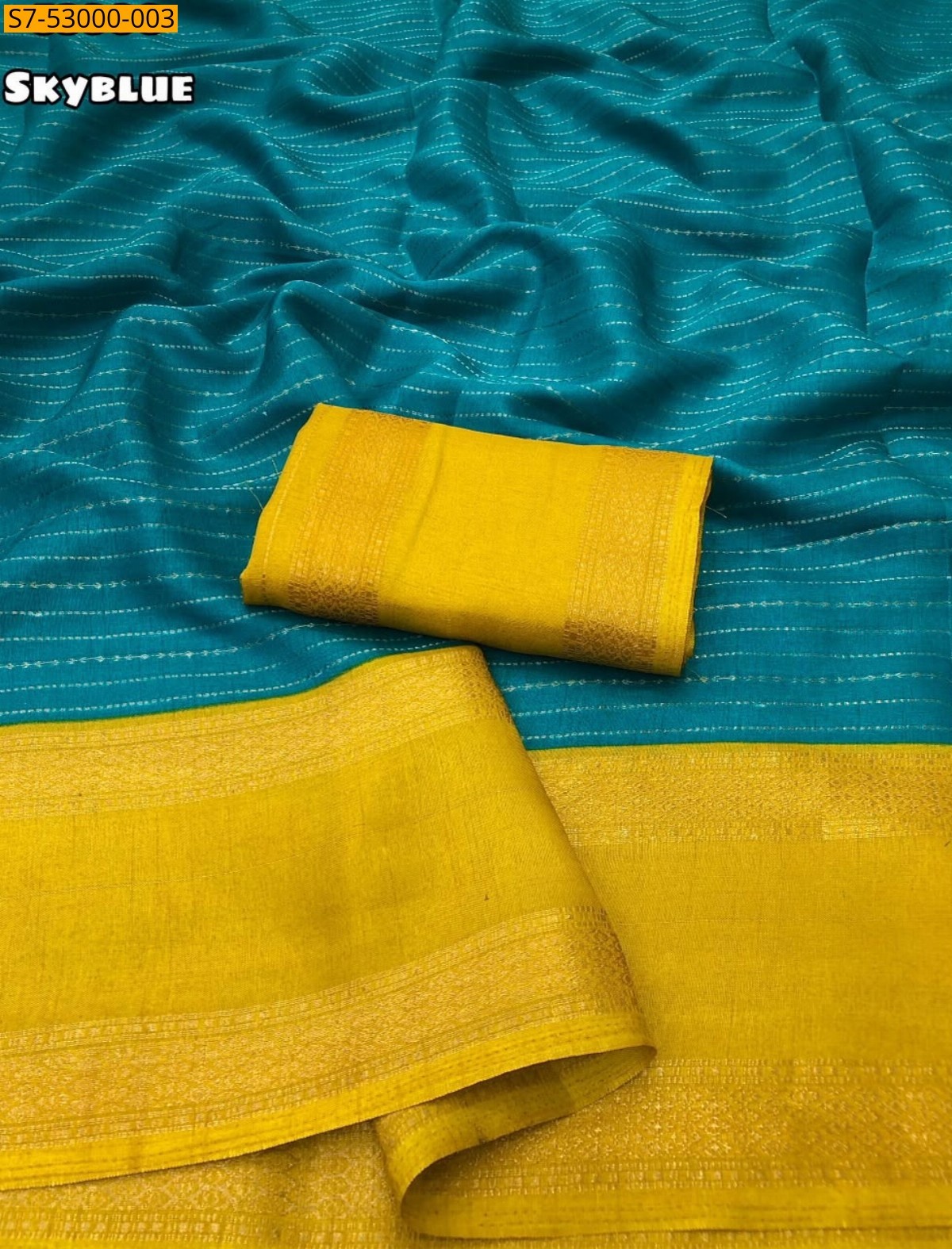 Sky Blue Fancy Moss Chiffon Saree