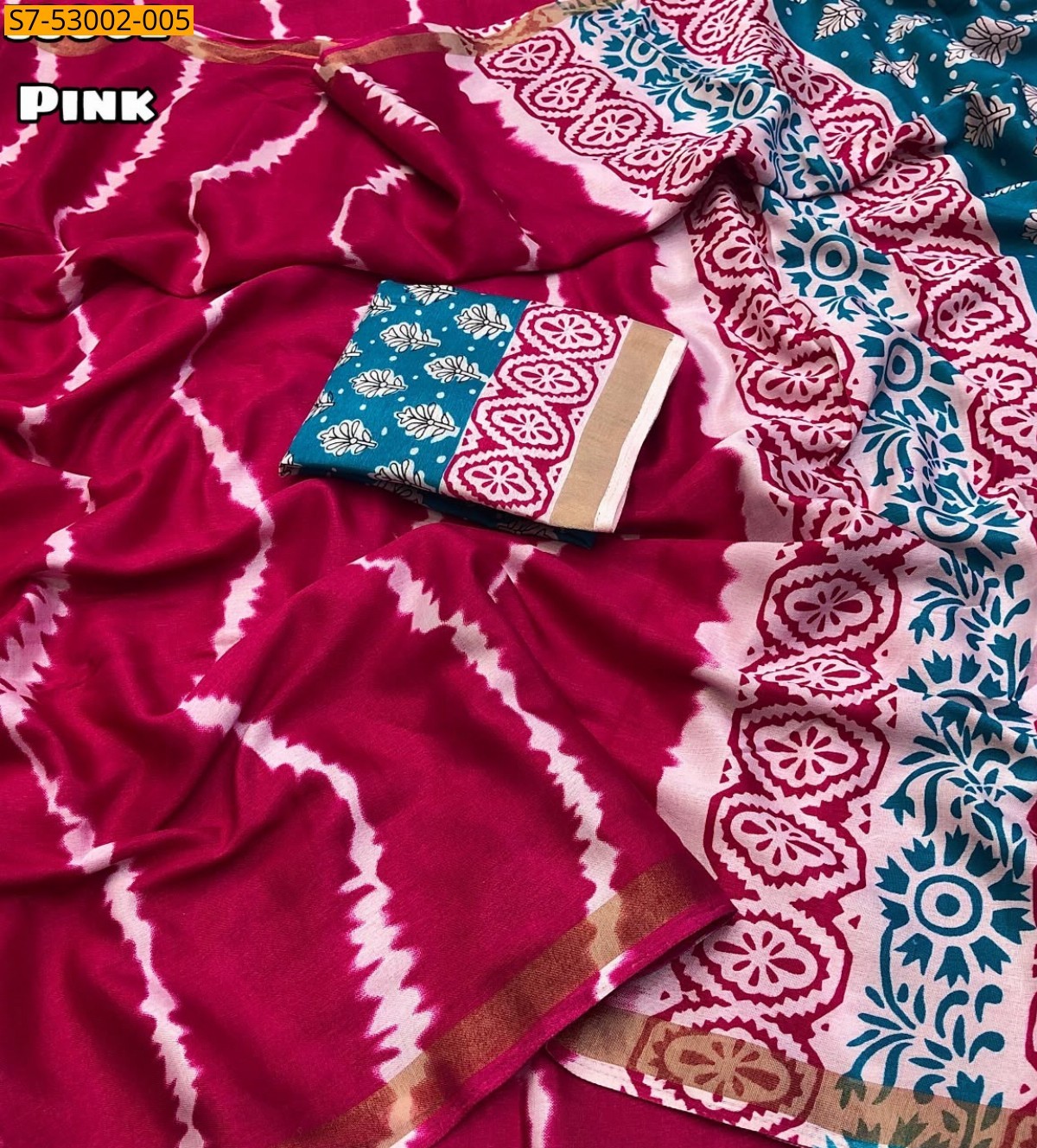 Pink Fancy Mul Cotton  Saree