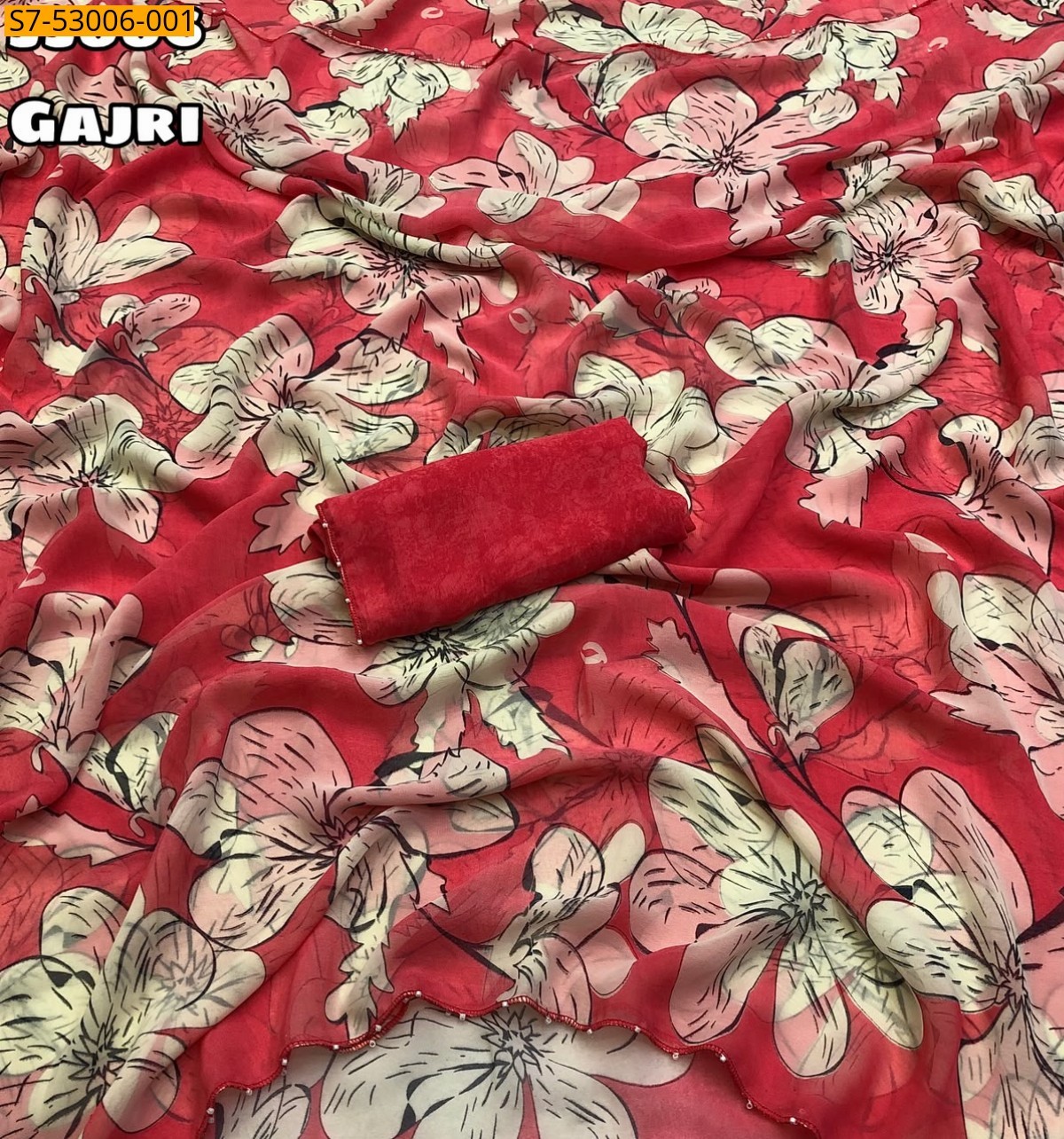 Gajri Fancy Chiffon Printed Saree