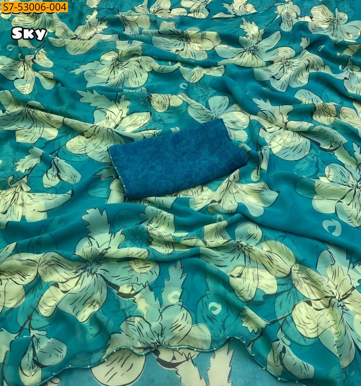 Sky Fancy Chiffon Printed Saree