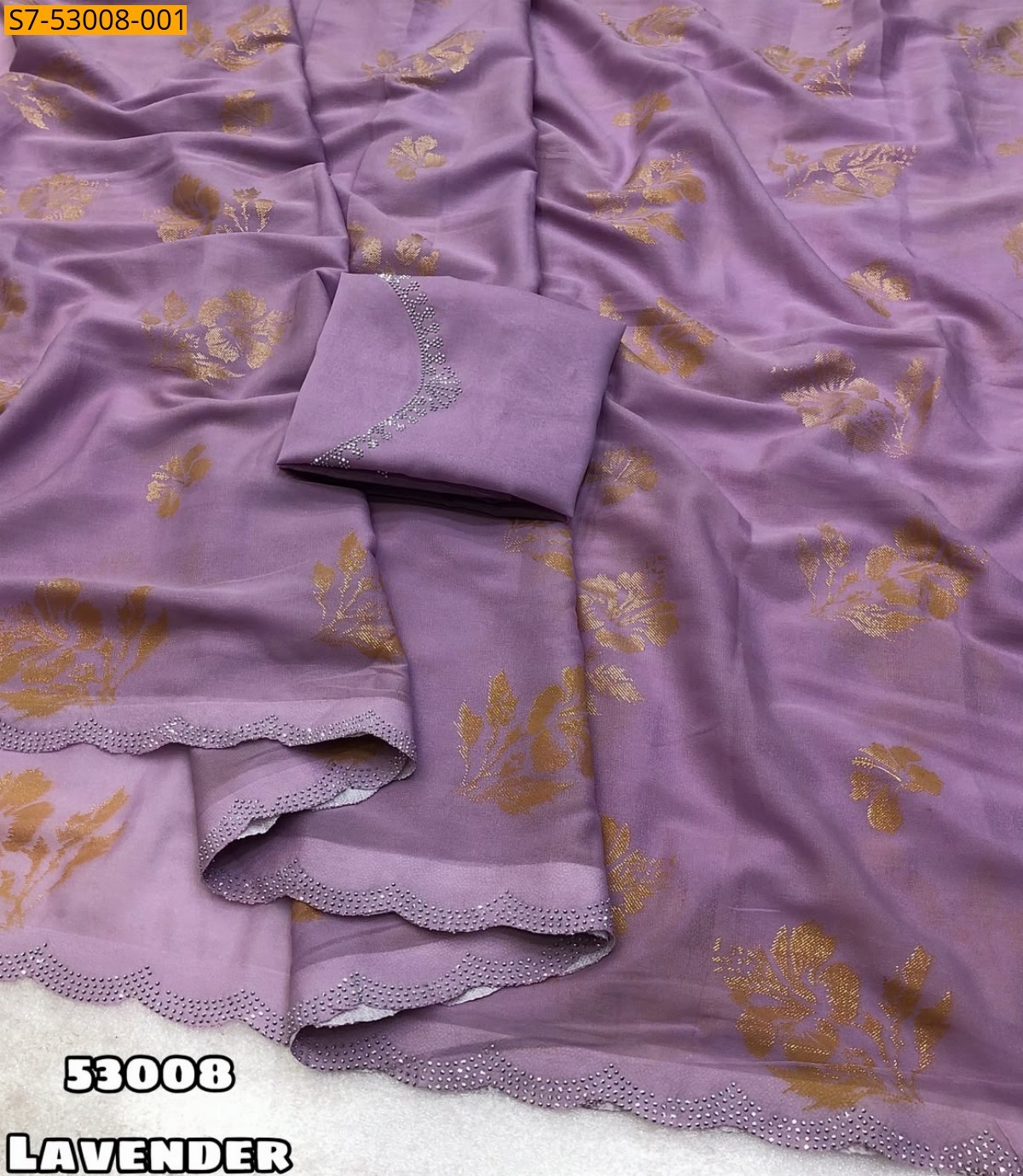Lavender Fancy Star Georgette Sarees