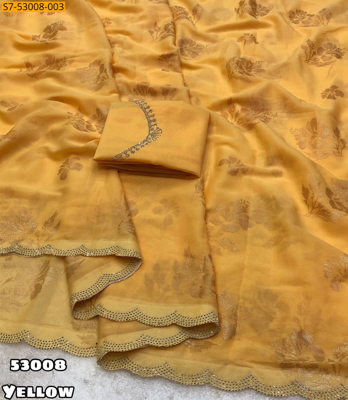 Yellow Fancy Star Georgette Sarees