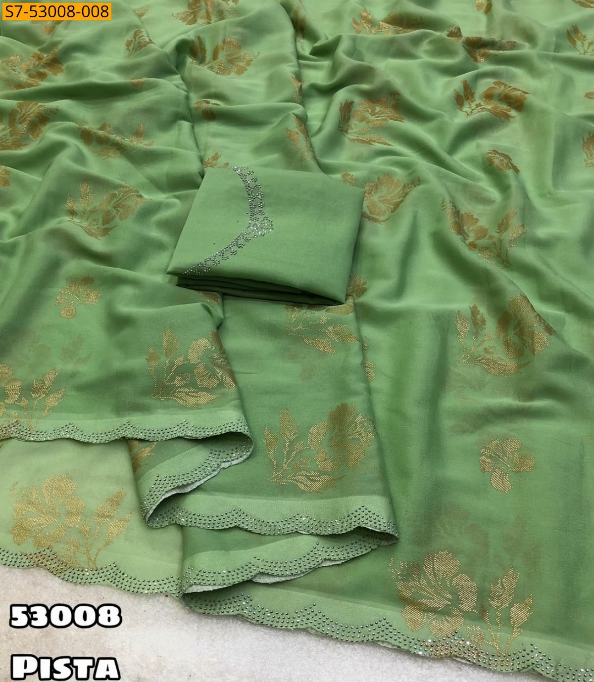 Pista Fancy Star Georgette Sarees