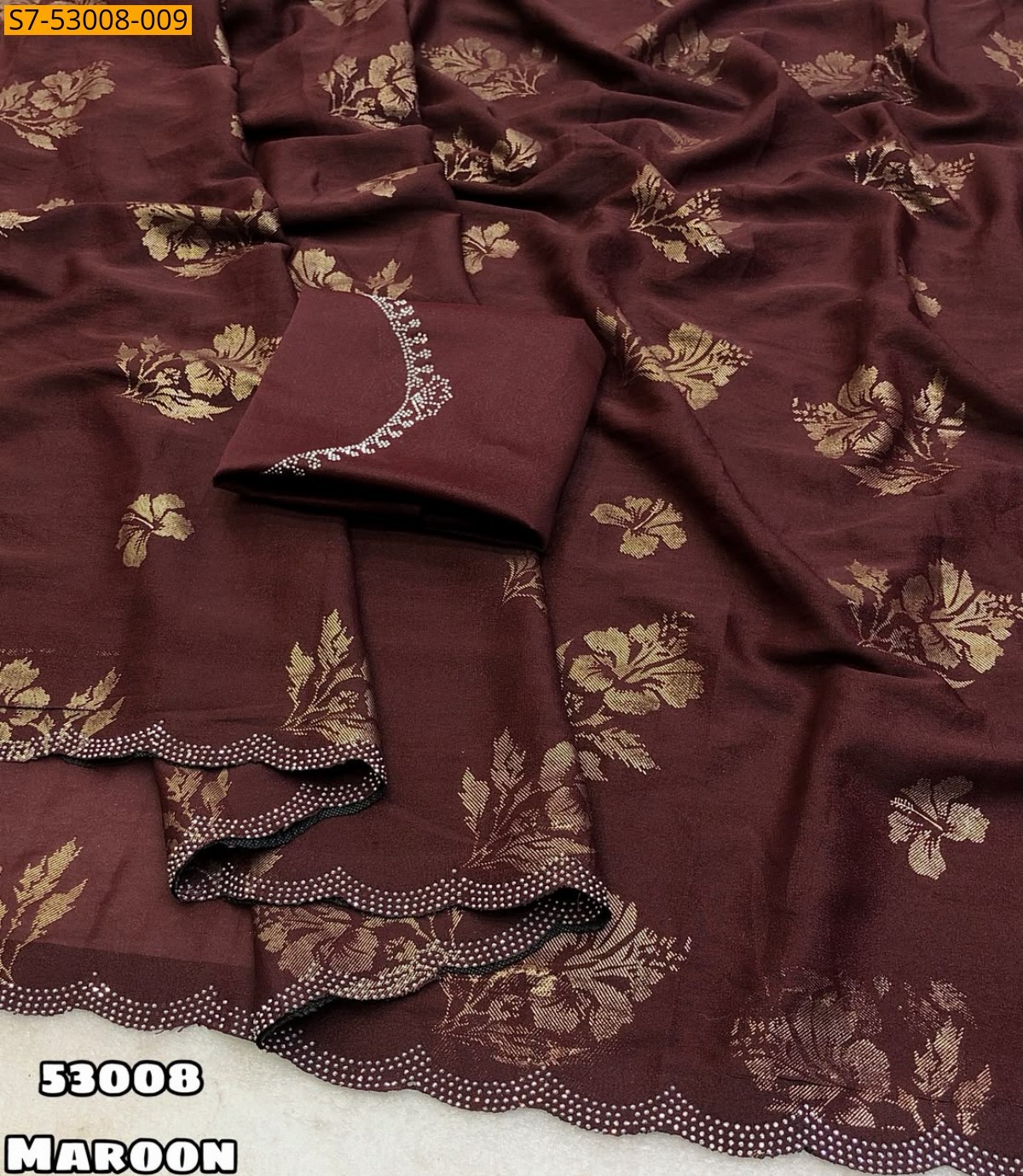 Maroon Fancy Star Georgette Sarees